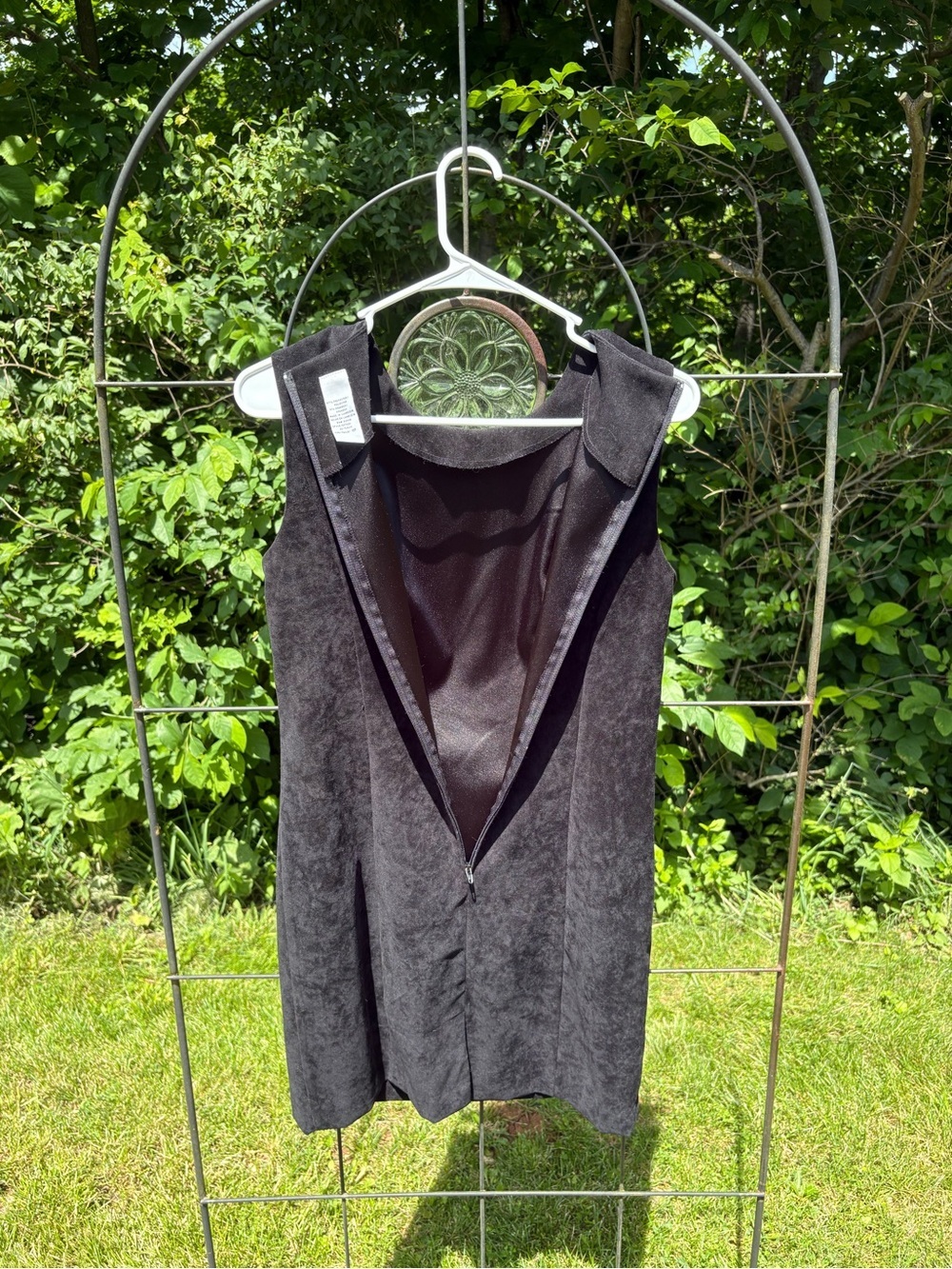 Vintage Classic Sleeveless Black Sheath Dress Women's Small Textured Tailored - Picture 11 of 12